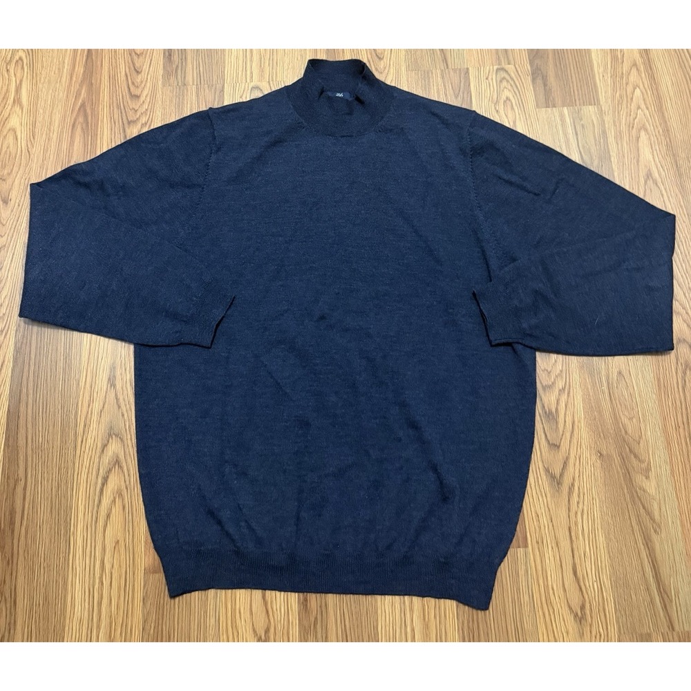 Brooks Brothers 346 Sweater Mens Large Black Fine Italian Merino Mock Neck